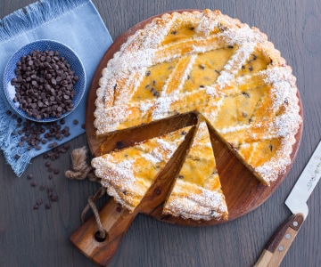 Torta de mascarpone e gotas de chocolate