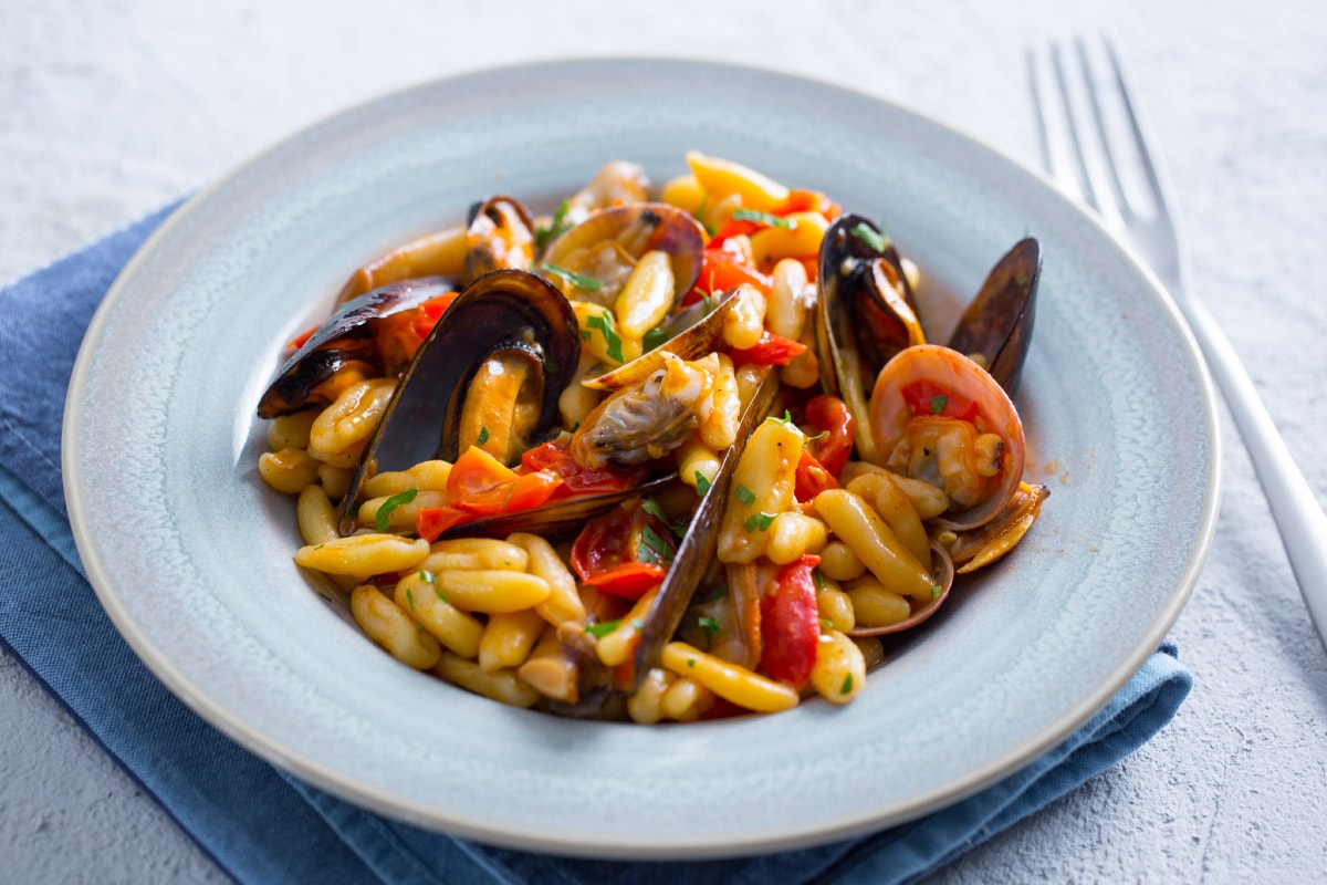 Cavatelli com frutos do mar