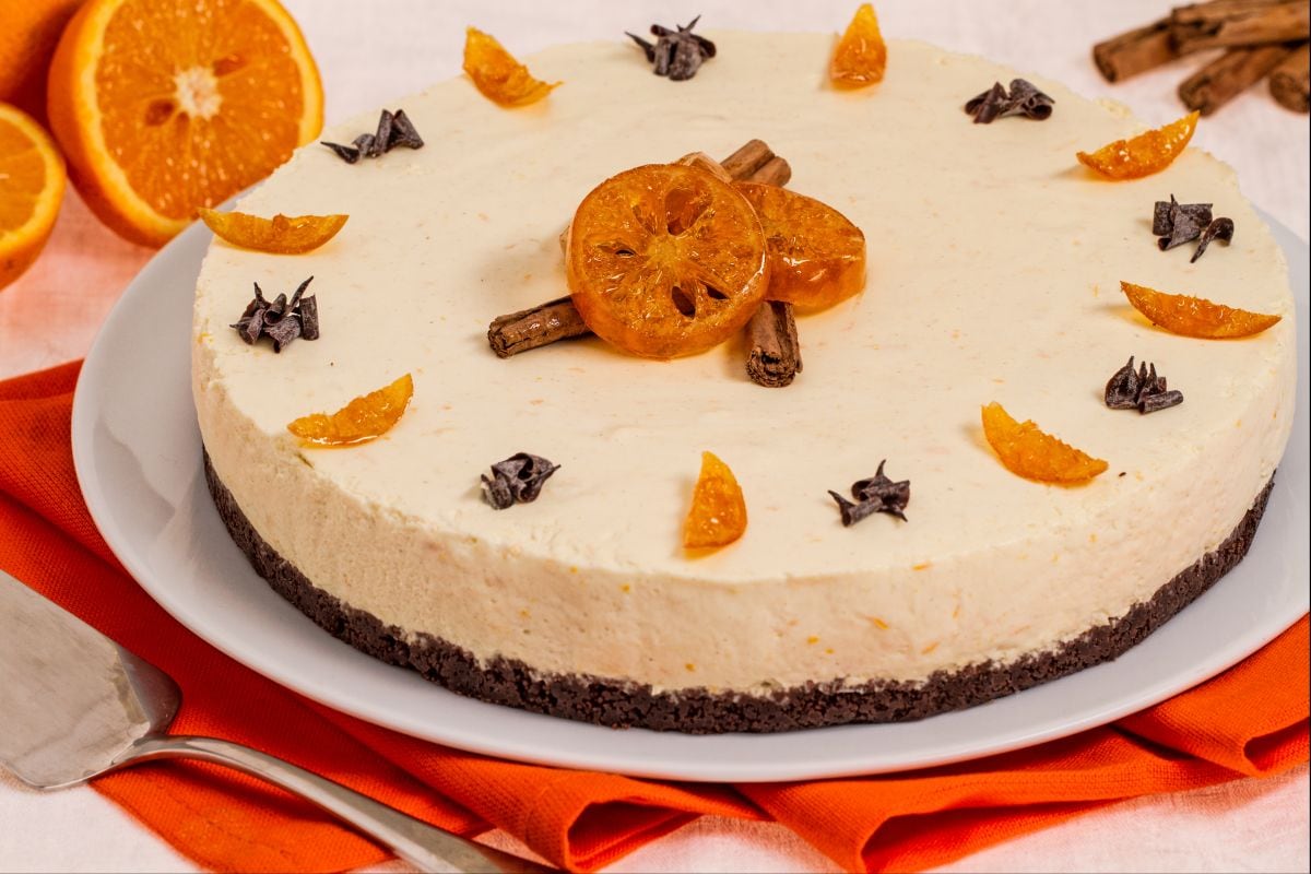 Cheesecake de laranja e canela